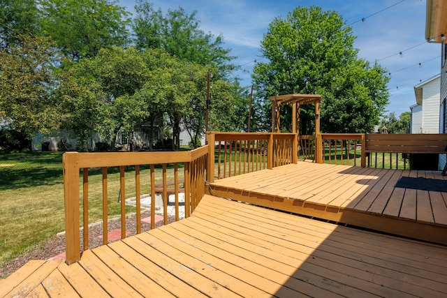 3308 Cumbria Dr, Bloomington, IL 61704 - wooden deck featuring a lawn