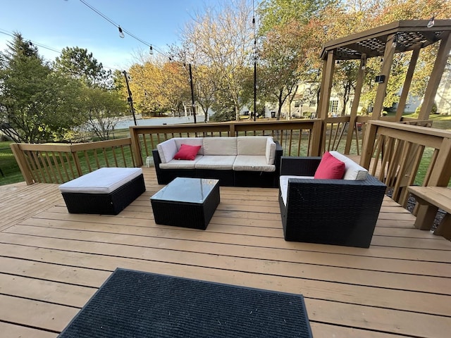 3308 Cumbria Dr, Bloomington, IL 61704 - wooden deck with an outdoor living space