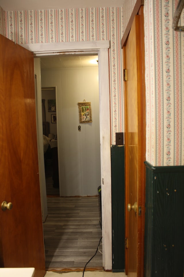 1 Elm Dr, Bethany, IL 61914 - hall with wallpapered walls and wood finished floors