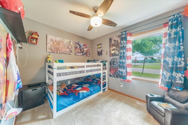 505 Tamula Dr, Mahomet, IL 61853 - bedroom featuring carpet floors and ceiling fan