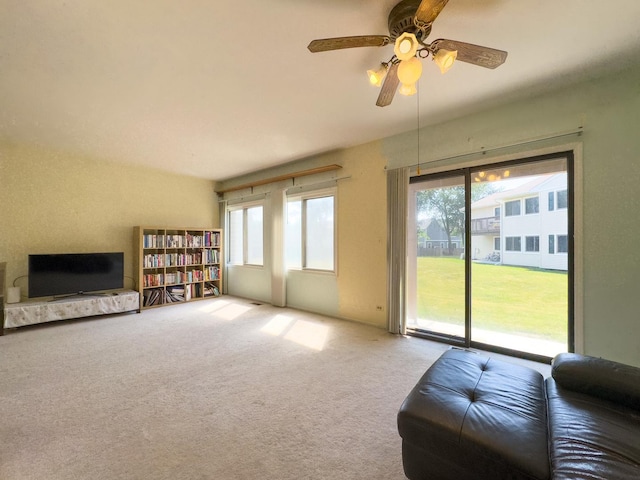 962 Harvest Cir, Buffalo Grove, IL 60089 - carpeted living area with a ceiling fan