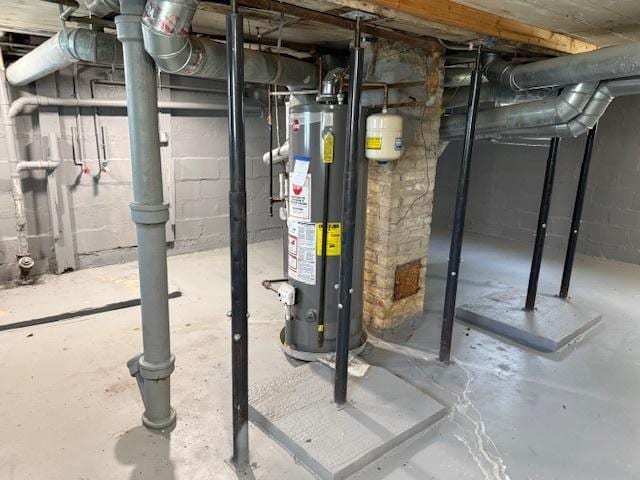 1023 N Elmwood Ave, Waukegan, IL 60085 - unfinished basement with gas water heater