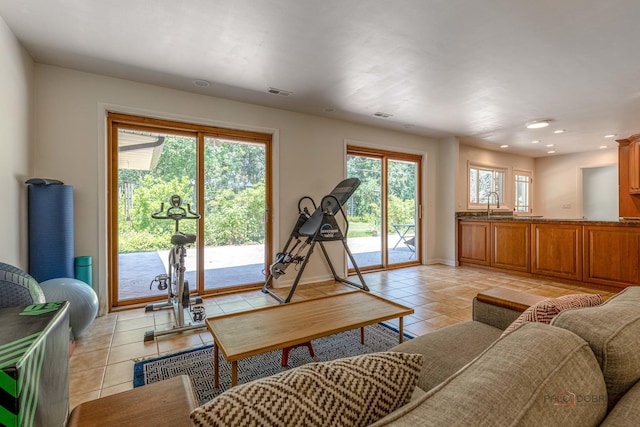 16 Yorkshire Dr, Lincolnshire, IL 60069 - living room featuring light tile patterned floors and recessed lighting