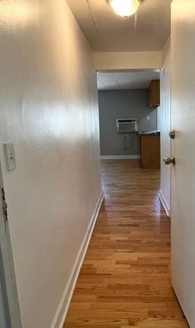 5209 S Leclaire Ave Unit 3B, Chicago, IL 60638 - corridor with wood finished floors and an AC wall unit