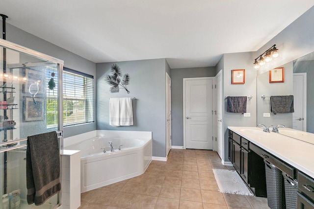 3512 Chancery Ln, Carpentersville, IL 60110 - full bath featuring a bath, vanity, and tile patterned floors