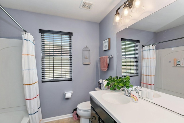 3512 Chancery Ln, Carpentersville, IL 60110 - bathroom featuring vanity, tile patterned flooring, and shower / bath combo