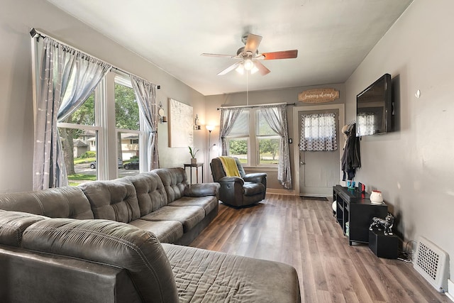 18329 Klimm Ave, Homewood, IL 60430 - living room with a ceiling fan, plenty of natural light, and wood finished floors