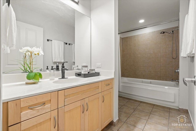 1250 S Michigan Ave Unit 1007, Chicago, IL 60605 - bathroom featuring vanity, tile patterned flooring, shower / bath combination, and recessed lighting