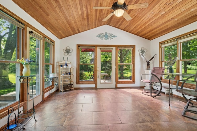 19466 W Aspen Dr, Mundelein, IL 60060 - unfurnished sunroom with wooden ceiling and lofted ceiling