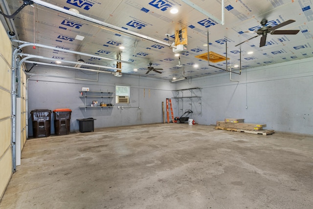 206 W N St, Leroy, IL 61752 - garage featuring a ceiling fan and cooling unit