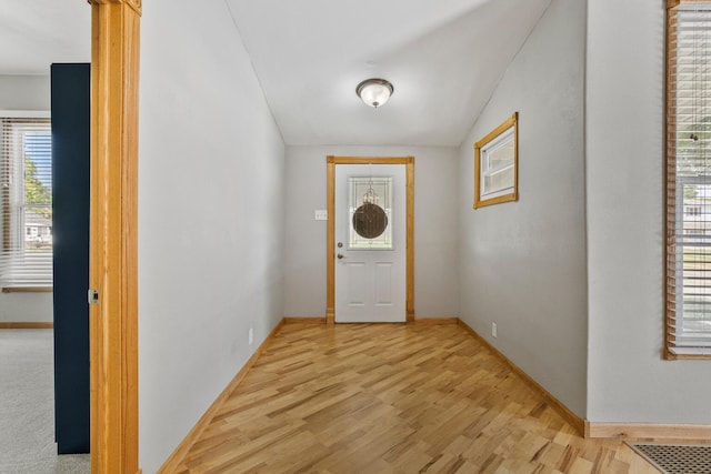 206 W N St, Leroy, IL 61752 - foyer entrance with light wood-type flooring, lofted ceiling, and plenty of natural light