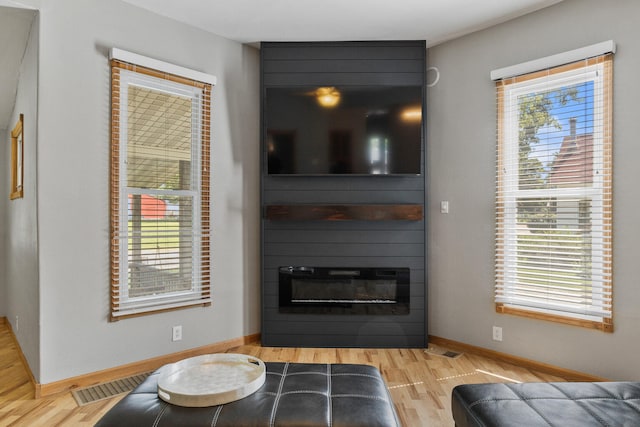206 W N St, Leroy, IL 61752 - living room with wood finished floors, a large fireplace, and healthy amount of natural light