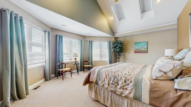 25333 W Richmond Ave, Antioch, IL 60002 - bedroom featuring light colored carpet, multiple windows, vaulted ceiling, and recessed lighting