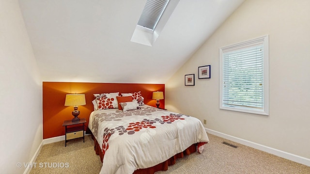 25333 W Richmond Ave, Antioch, IL 60002 - bedroom featuring carpet floors, vaulted ceiling, and a skylight