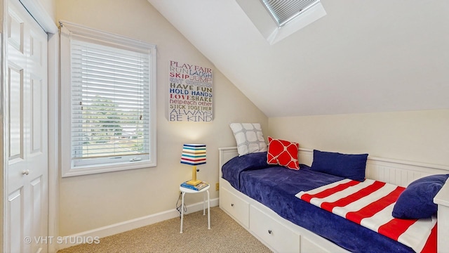 25333 W Richmond Ave, Antioch, IL 60002 - bedroom featuring vaulted ceiling and carpet flooring