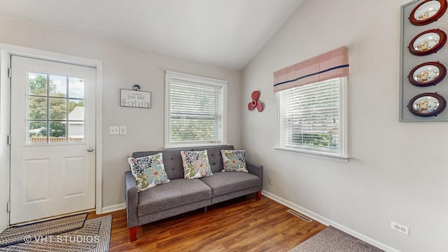 25333 W Richmond Ave, Antioch, IL 60002 - sitting room featuring plenty of natural light, lofted ceiling, and wood finished floors
