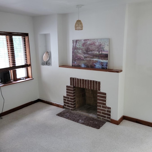 715 E Margaret St, Thornton, IL 60476 - unfurnished living room featuring carpet flooring and a fireplace