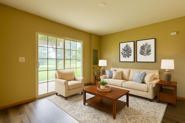 1077 Marcello Dr, Hampshire, IL 60140 - living area featuring wood finished floors and electric panel
