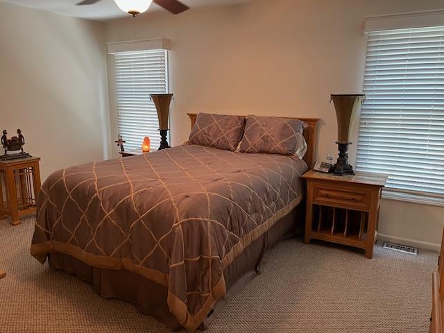 1312 Frederick Ln, Naperville, IL 60565 - carpeted bedroom with ceiling fan and baseboards