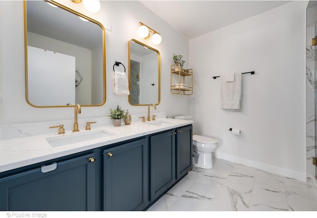 600 N Dearborn St Unit 701, Chicago, IL 60654 - full bath featuring double vanity, marble look tile flooring, and a marble finish shower
