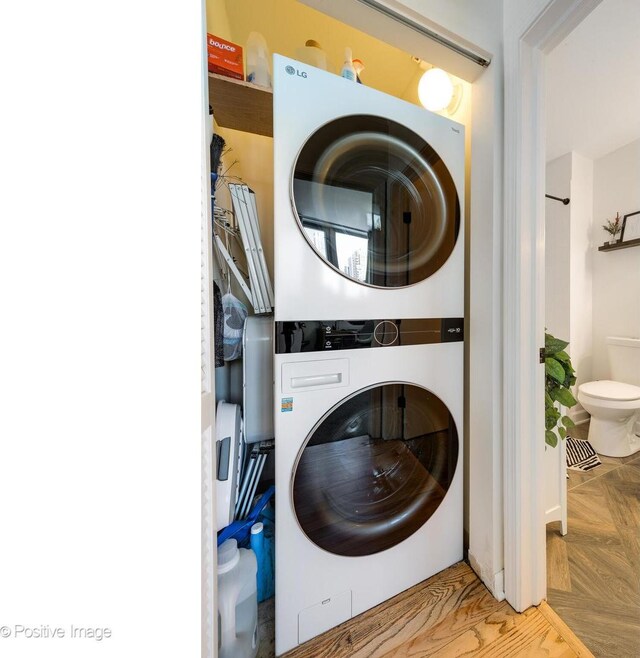 600 N Dearborn St Unit 701, Chicago, IL 60654 - washroom with estacked washer and dryer