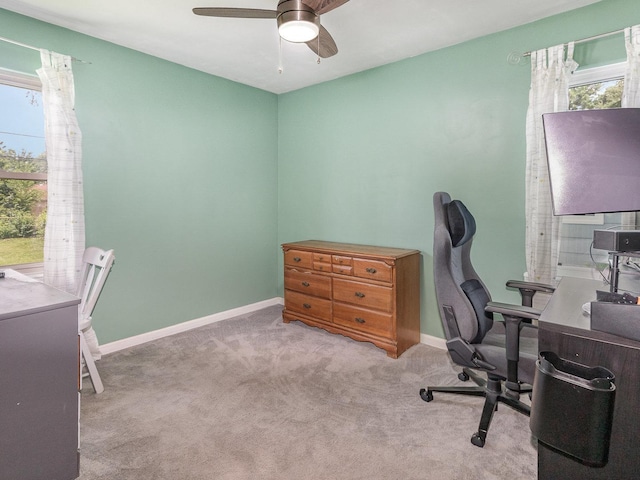 316 S Park St, Westmont, IL 60559 - office area with healthy amount of natural light, ceiling fan, and carpet flooring