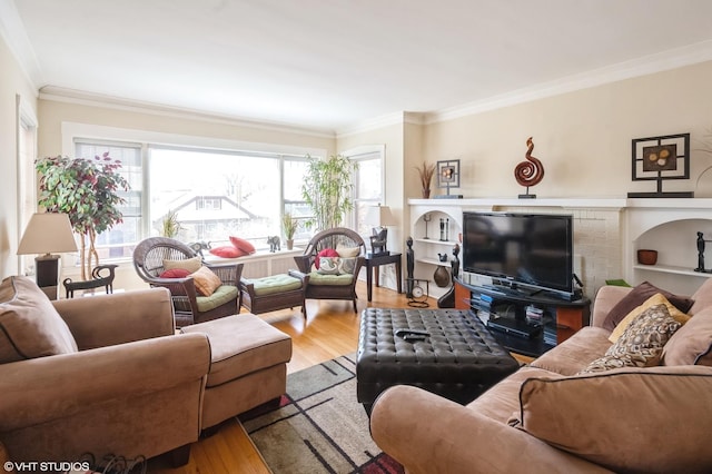 2614 W Lunt Ave, Chicago, IL 60645 - living area featuring wood finished floors, ornamental molding, and healthy amount of natural light
