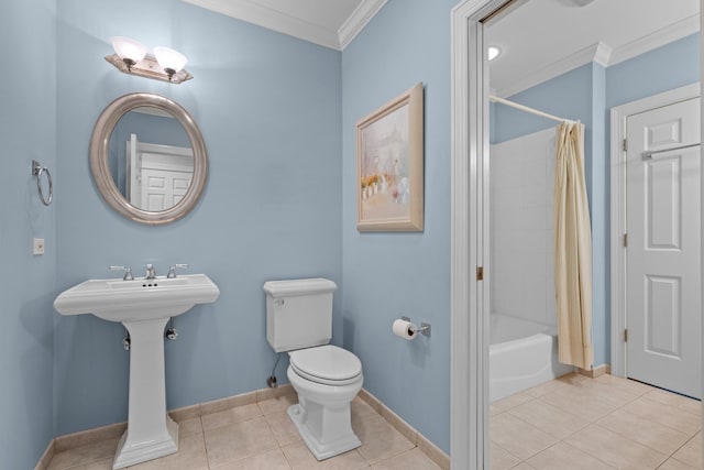 572 Stockbridge Ct, Lake Forest, IL 60045 - full bathroom featuring crown molding, tile patterned flooring, and shower / tub combo