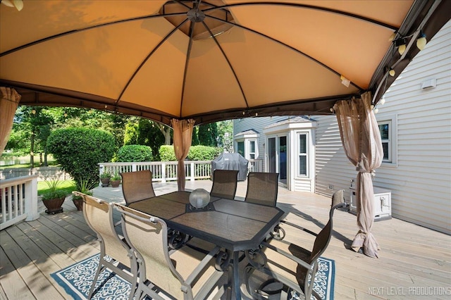 1200 Crestview Dr, Batavia, IL 60510 - wooden deck with a gazebo, outdoor dining space, and a grill