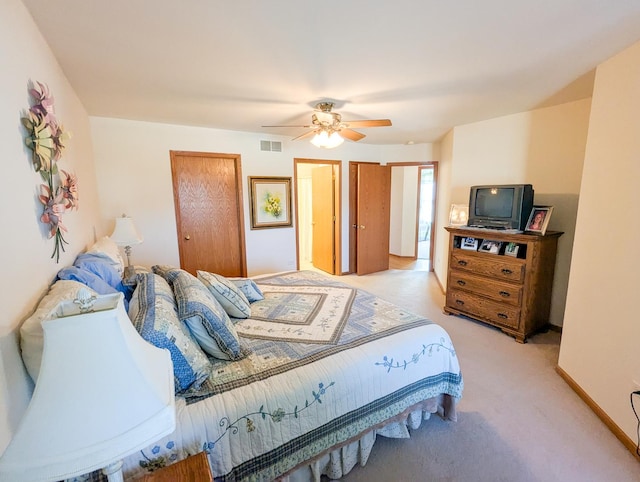 5710 Hearthside Dr, Bourbonnais, IL 60914 - bedroom with light colored carpet and a ceiling fan