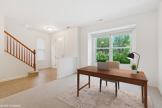 208 W Hyde St, Arlington Heights, IL 60005 - carpeted home office featuring baseboards and tile patterned floors