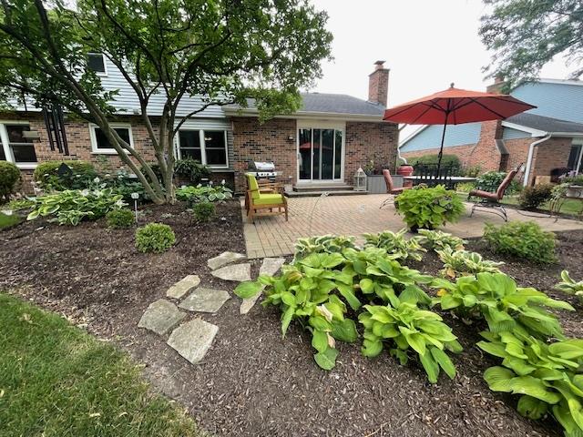 10S305 Havens Dr, Downers Grove, IL 60516 - back of house featuring a patio area, brick siding, and a chimney
