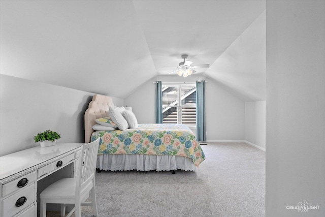 39W183 E Burnham Ln, Geneva, IL 60134 - carpeted bedroom with lofted ceiling and a ceiling fan