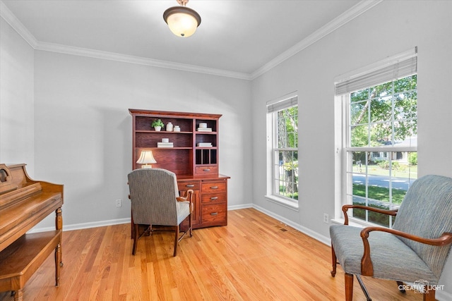 39W183 E Burnham Ln, Geneva, IL 60134 - office area featuring light wood-style floors and crown molding