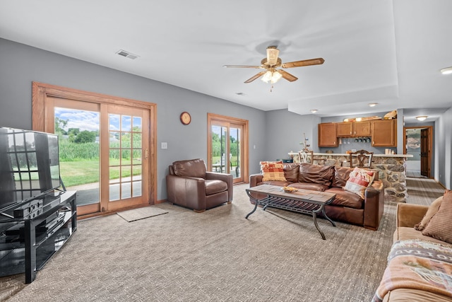 35W186 Duchesne Dr, Dundee, IL 60118 - living room featuring a ceiling fan and carpet floors