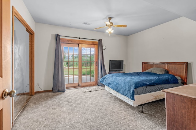 35W186 Duchesne Dr, Dundee, IL 60118 - bedroom with carpet flooring, access to outside, and a ceiling fan