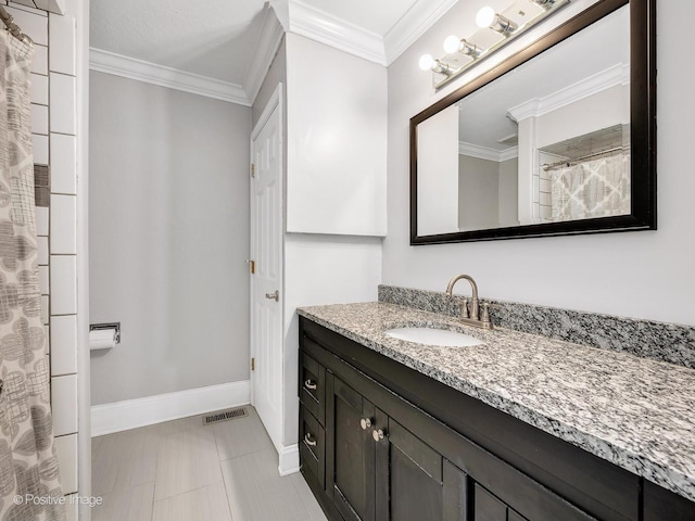 8228 W 140th St Unit 8228, Orland Park, IL 60462 - full bath with vanity, crown molding, and a shower with shower curtain