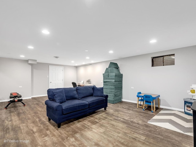 8228 W 140th St Unit 8228, Orland Park, IL 60462 - living area featuring wood finished floors, a desk, and recessed lighting