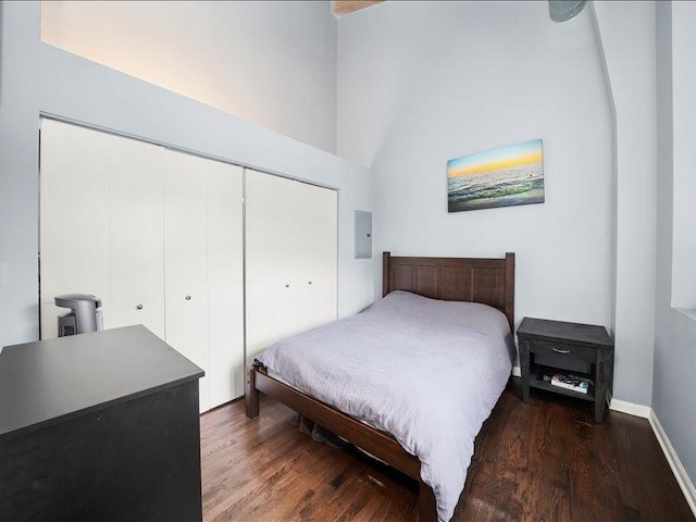 758 N Larrabee St Unit 826, Chicago, IL 60610 - bedroom featuring wood finished floors, lofted ceiling, and a closet