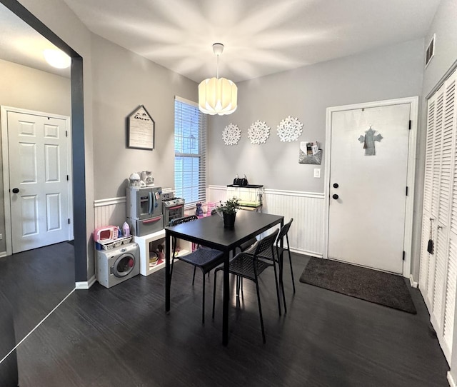 3125 Anton Dr Unit 3125, Aurora, IL 60504 - dining room with wainscoting and dark wood-style flooring