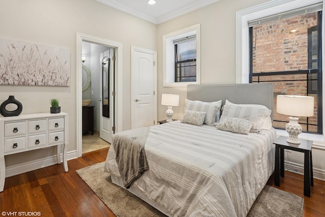 4507 N Paulina St Unit 2S, Chicago, IL 60640 - bedroom featuring dark wood-style flooring and crown molding