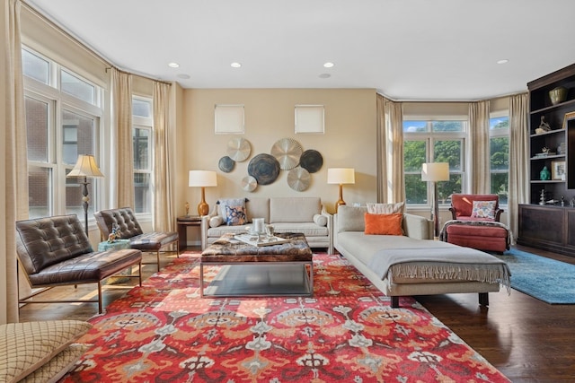 743 W 15th St, Chicago, IL 60607 - living area with plenty of natural light, wood finished floors, and recessed lighting