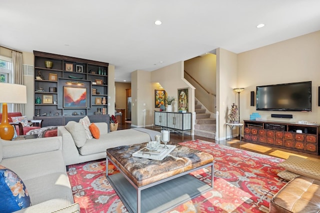 743 W 15th St, Chicago, IL 60607 - living area featuring stairs and recessed lighting