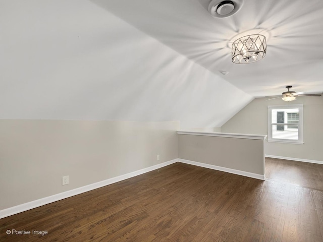 19 Indian Dr, Clarendon Hills, IL 60514 - bonus room with vaulted ceiling, dark wood finished floors, and a ceiling fan