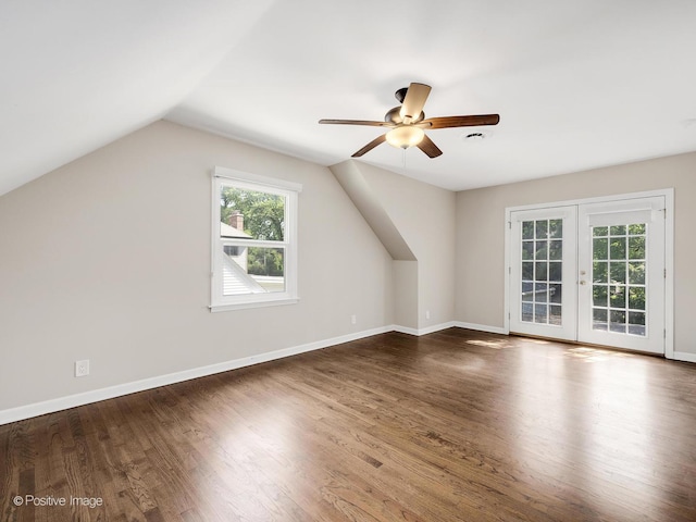 19 Indian Dr, Clarendon Hills, IL 60514 - bonus room featuring a ceiling fan, wood finished floors, lofted ceiling, and french doors