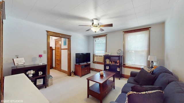 442 Hannah Ave, Forest Park, IL 60130 - living room with ceiling fan and light colored carpet
