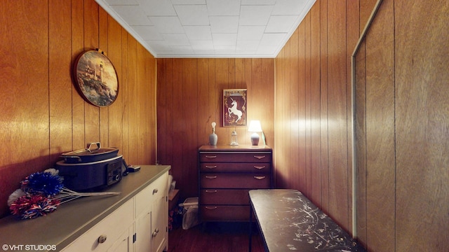 442 Hannah Ave, Forest Park, IL 60130 - bedroom featuring wooden walls and dark wood-style floors