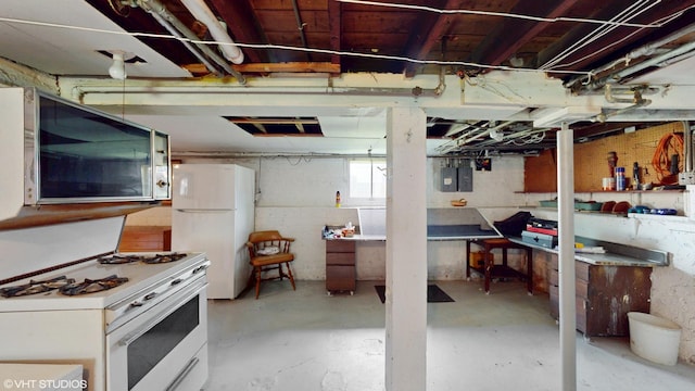 442 Hannah Ave, Forest Park, IL 60130 - below grade area with freestanding refrigerator and a workshop area