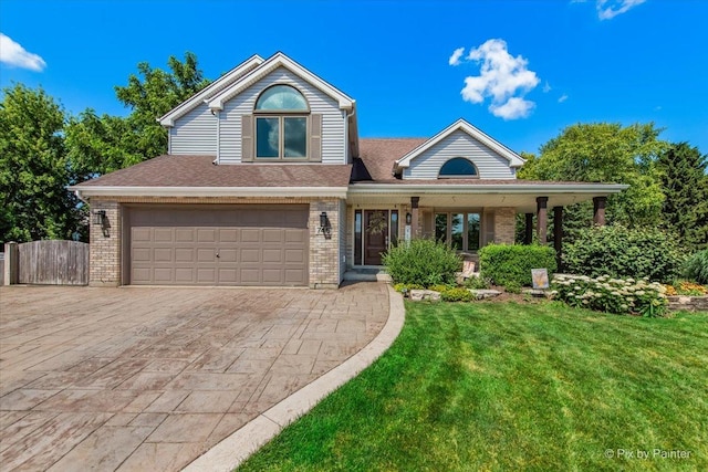 746 Parker Ct, Geneva, IL 60134 - view of front of house featuring a garage, brick siding, decorative driveway, and a shingled roof