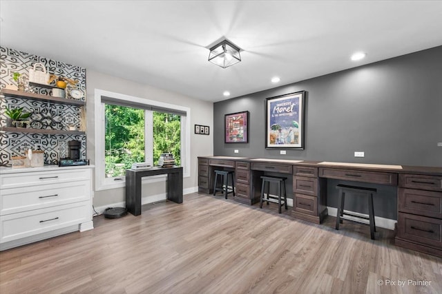 746 Parker Ct, Geneva, IL 60134 - home office featuring light wood-style flooring and recessed lighting